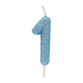 Vela 1 Azul Bebé Glitter