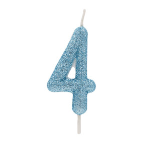 Vela 4 Azul Bebé Glitter