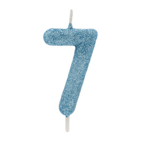 Vela 7 Azul Bebé Glitter
