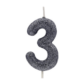 Vela 3 Preto Glitter