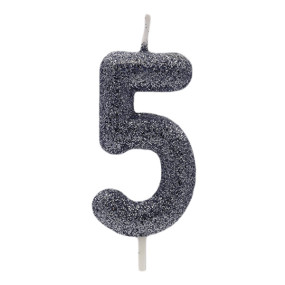 Vela 5 Preto Glitter