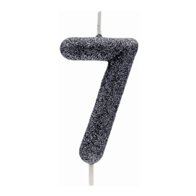 Vela 7 Preto Glitter