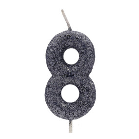 Vela 8 Preto Glitter