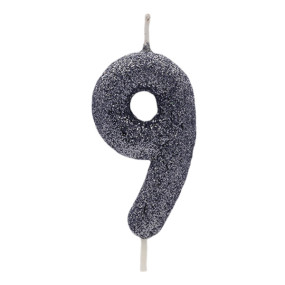 Vela 9 Preto Glitter