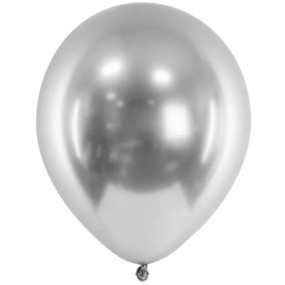 50 Balões Metálico Glossy Prata 30cm