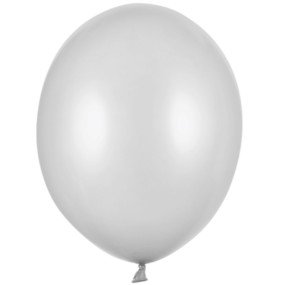 50 Balões Latex Prateado Neve 30cm