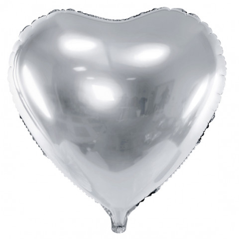 Balão Coração Prateado 45cm