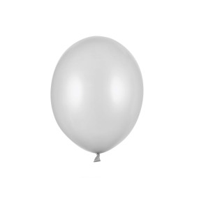 100 Balões Latex Prateado Neve 12cm
