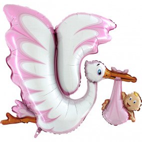 Balão Cegonha Menina 135CM