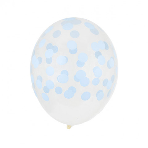 5 Balões Confetis Azuis Impresssos