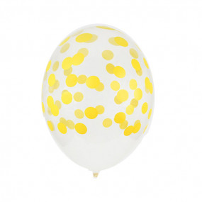 5 Balões Confetis Amarelo Impresssos