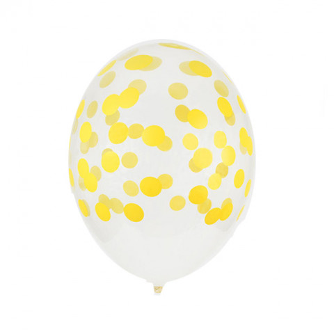 5 Balões Confetis Amarelo Impresssos