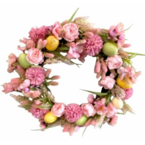 Coroa Flores e Ovos Páscoa 45cm