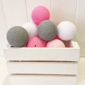 Grinalda Cotton Balls Rosa Grey 10 Bolas