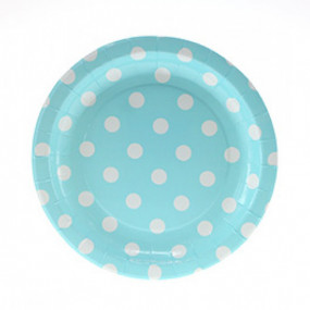 12 Pratos Azul Bebé Bolas 18cm 