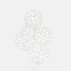 5 Balões Confetis Brancos Impresssos