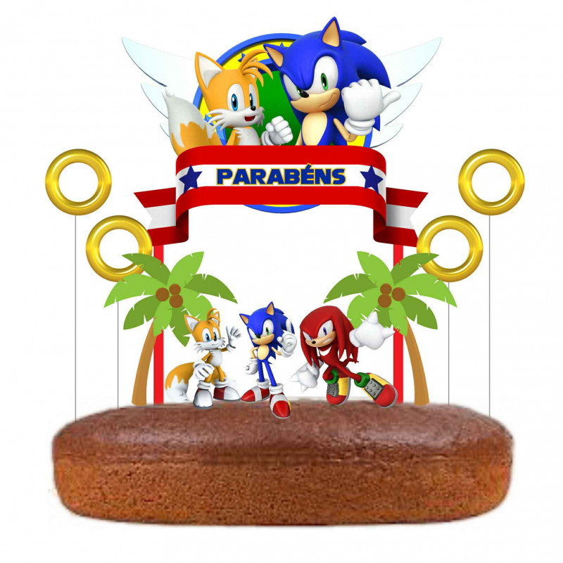 Topo de Bolo Sonic 01un. - Mania de Laço Festas